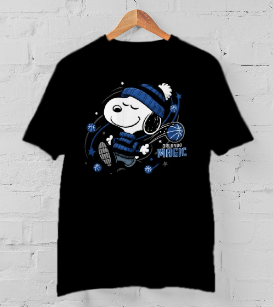 Snoopy Orlando Magic NBA Striped Beanie Basketball Stars T-Shirt