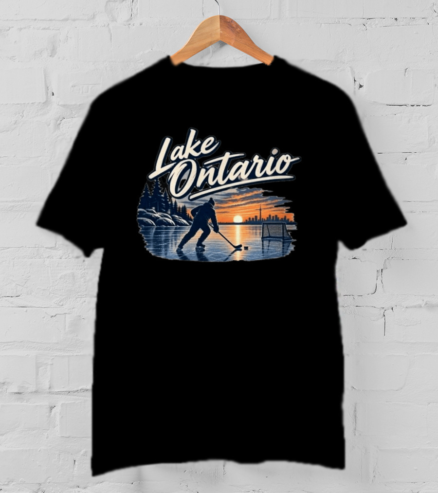 Lake Ontario Ice Hockey Sunset Silhouette With Toronto Cityscape T-Shirt