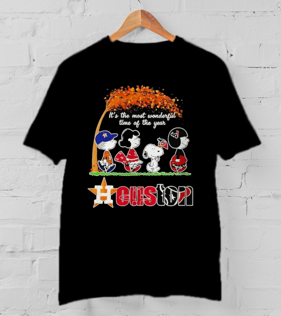 Houston Peanuts Halloween Sports Most Wonderful Time 2026 T-Shirt