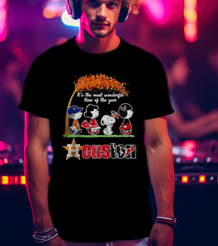 Houston Peanuts Halloween Sports Most Wonderful Time 2026 T-Shirt