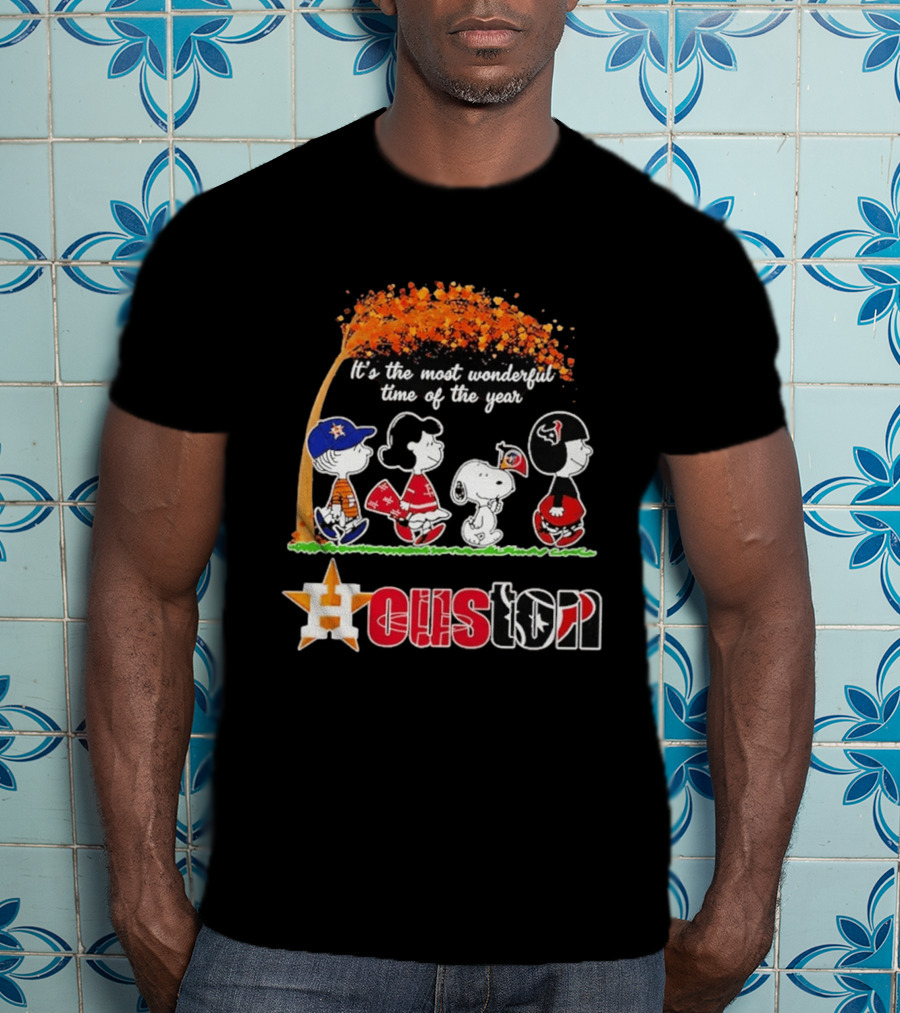 Houston Peanuts Halloween Sports Most Wonderful Time 2026 T-Shirt