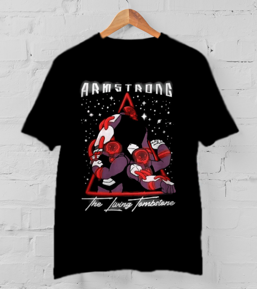 Armstrong Three Armored Sci Fi Astronauts Red Triangle Starfield Cartoon T-Shirt