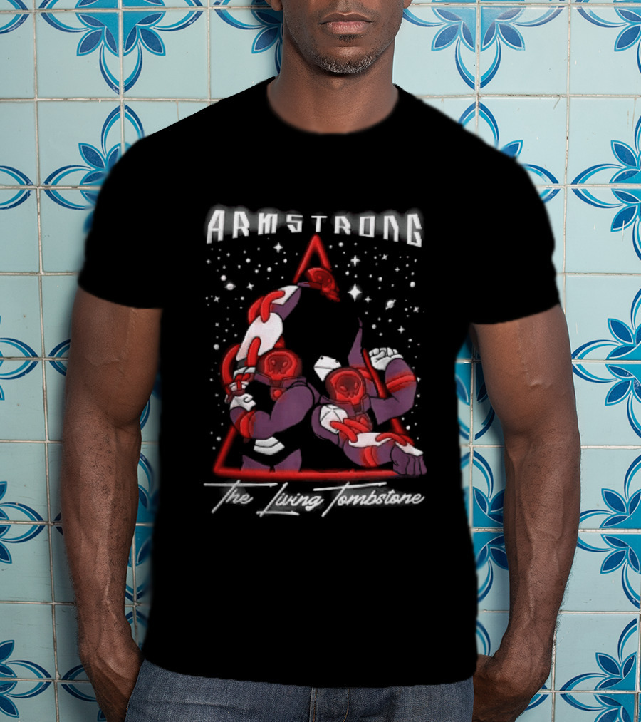 Armstrong Three Armored Sci Fi Astronauts Red Triangle Starfield Cartoon T-Shirt