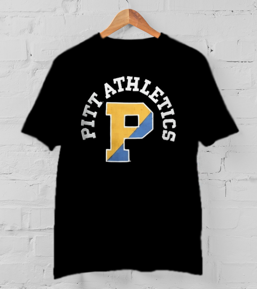 Pitt Athletics P Split Yellow Blue Block Letter Pittsburgh Panthers NCAA T-Shirt