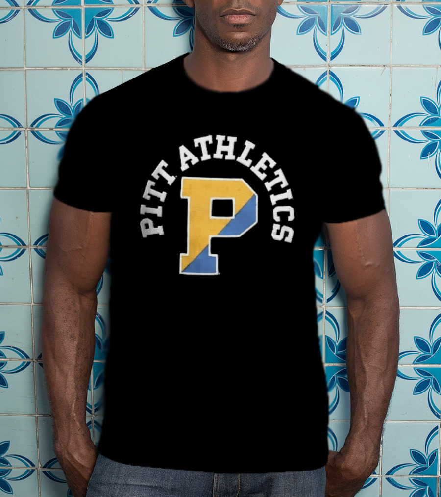 Pitt Athletics P Split Yellow Blue Block Letter Pittsburgh Panthers NCAA T-Shirt