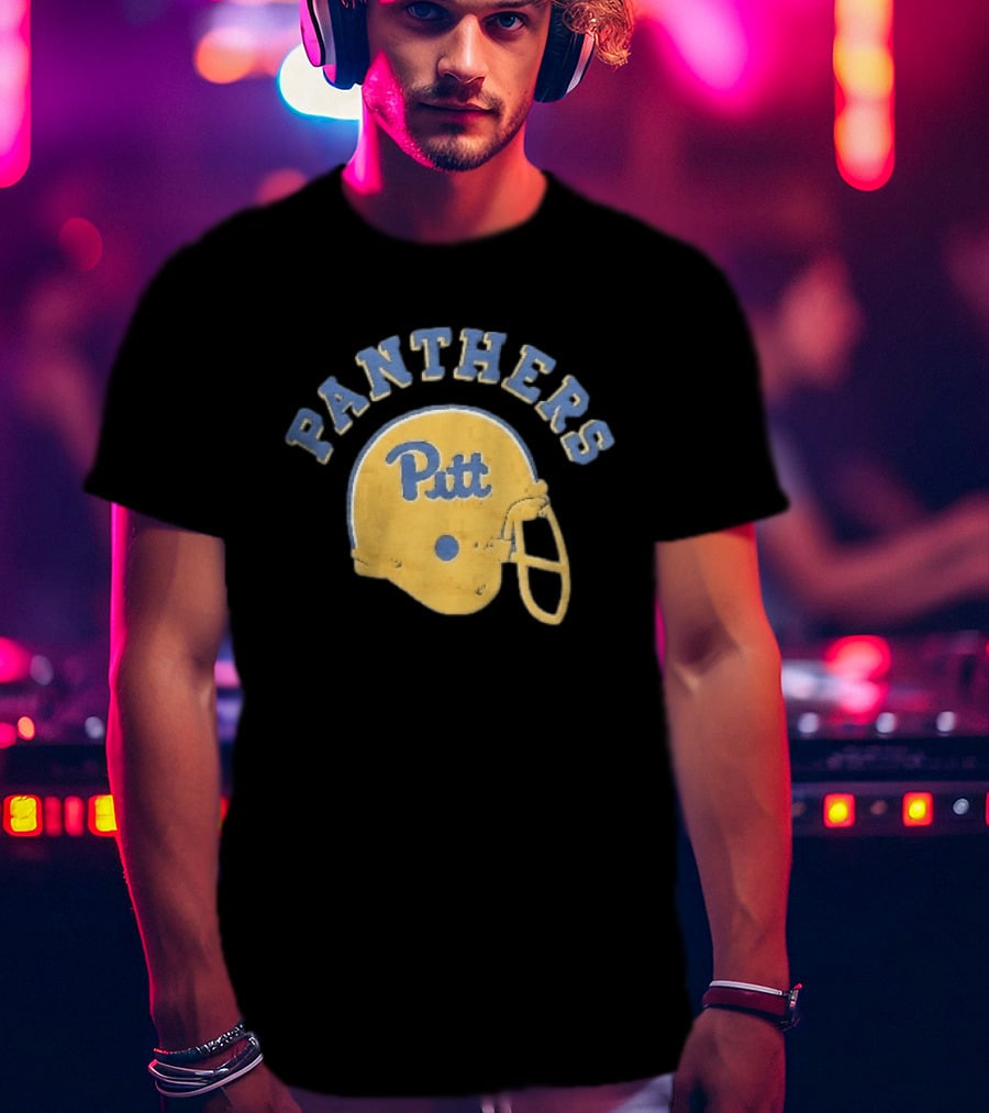 Pittsburgh Panthers NCAA Pitt Yellow Football Helmet Panthers T-Shirt