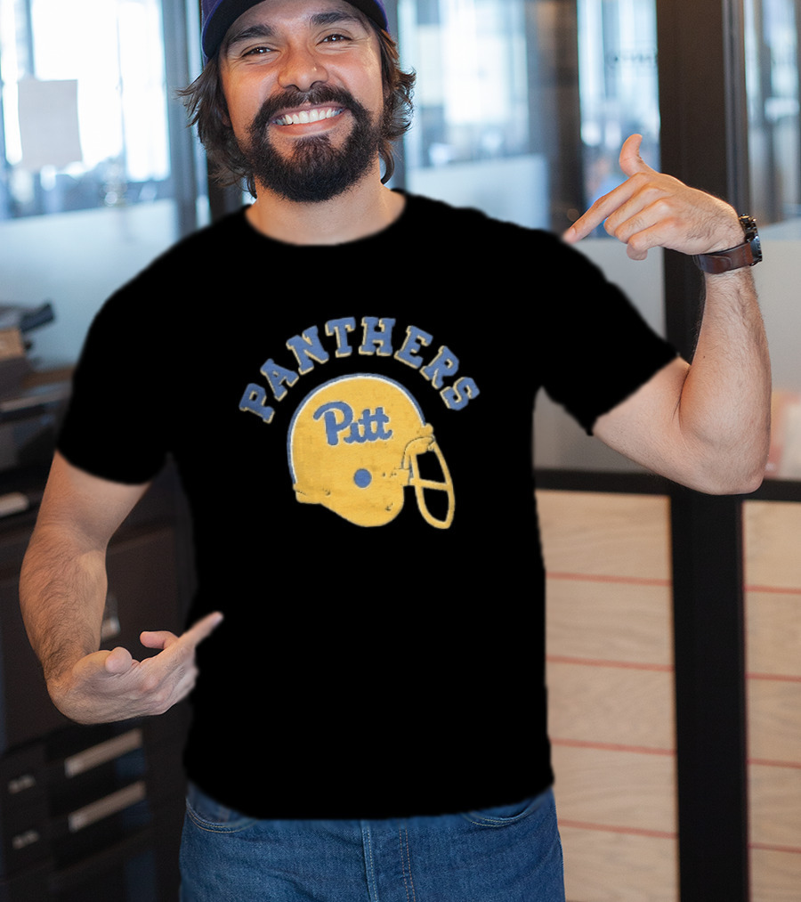 Pittsburgh Panthers NCAA Pitt Yellow Football Helmet Panthers T-Shirt