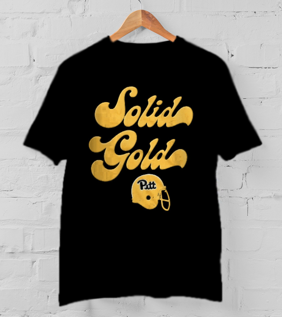 Pittsburgh Panthers Solid Gold Script Font Yellow Football Helmet T-Shirt