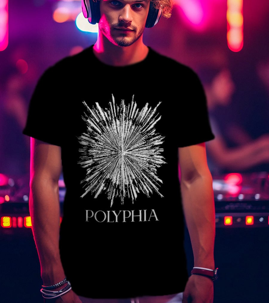 Polyphia Distressed White Starburst Explosion Rays Grunge Stencil T-Shirt