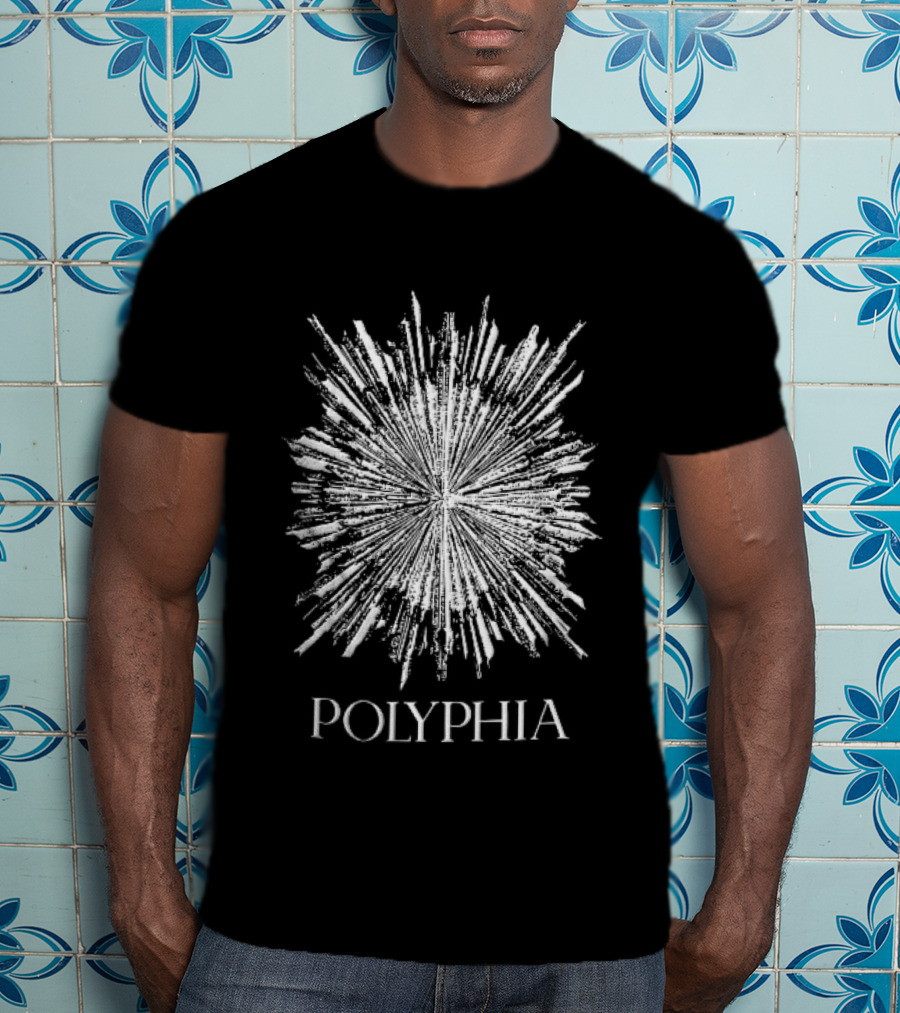Polyphia Distressed White Starburst Explosion Rays Grunge Stencil T-Shirt