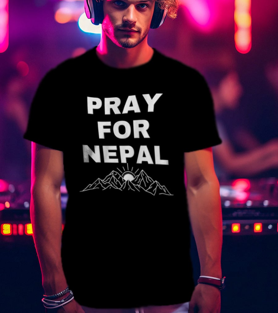 Pray For Nepal Himalayan Mountain Sun Relief Support T-Shirt
