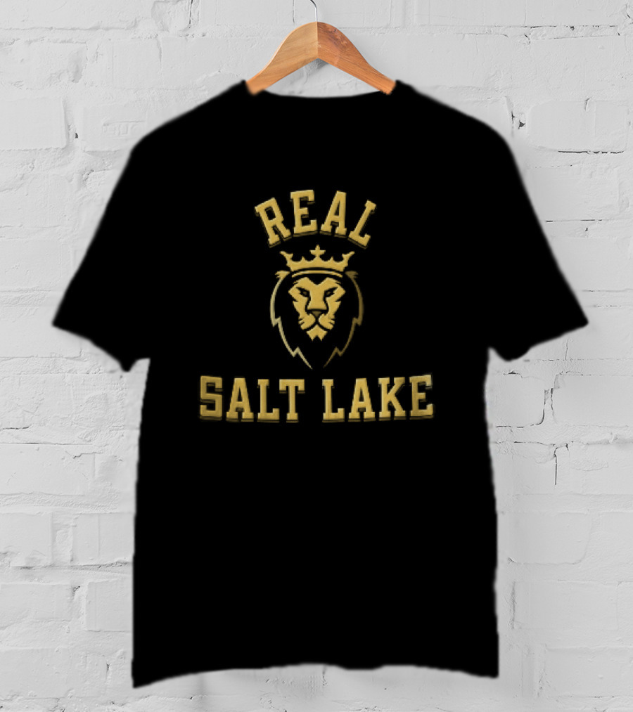 Real Salt Lake MLS Gold Maroon Crowned Lion Head T-Shirt