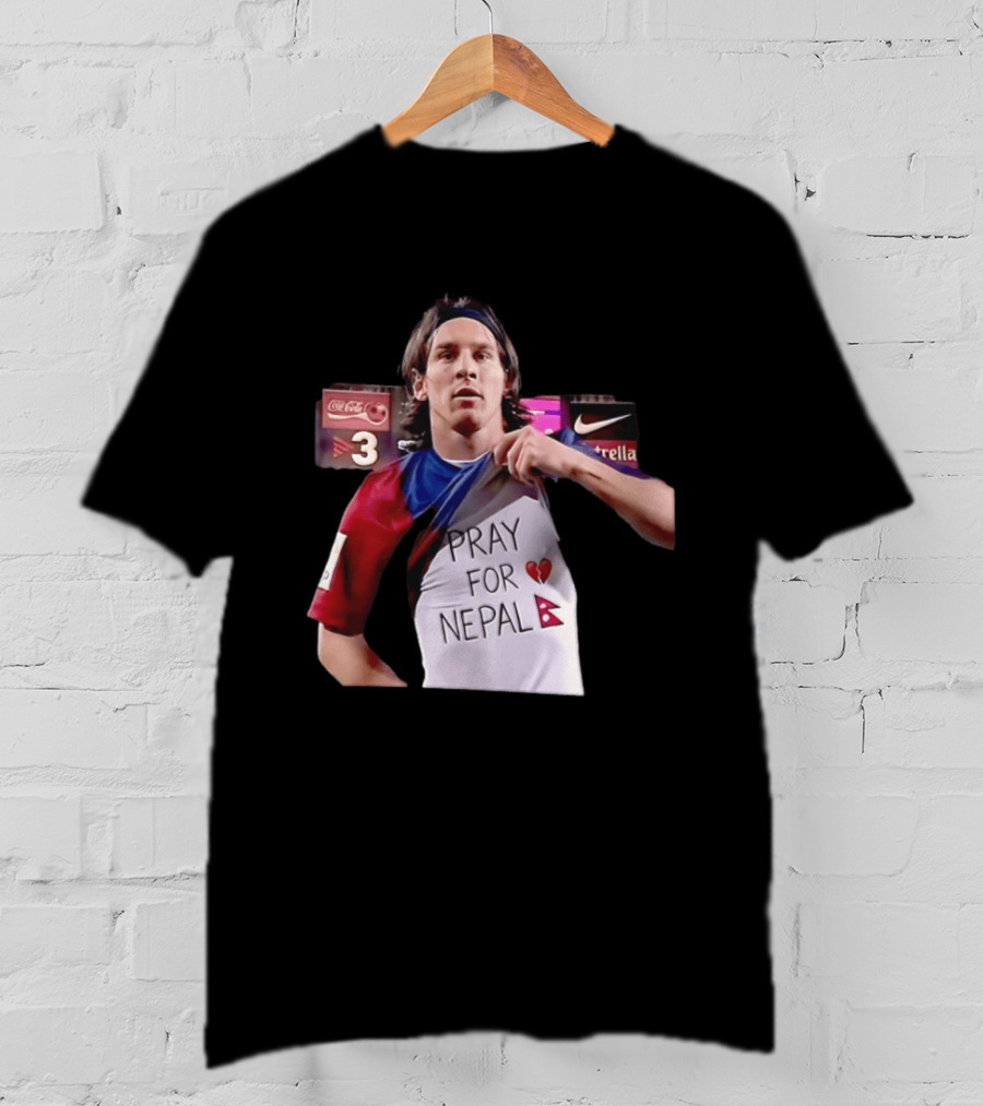 Messi Pray For Nepal 2026 Coca Cola Nike Estrella Football T-Shirt