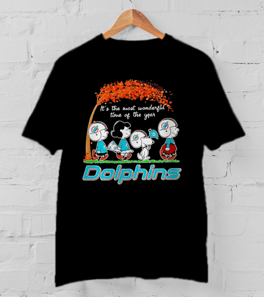 Peanuts Miami Dolphins It's The Most Wonderful Time Of The Year Halloween 2026 T-Shirt