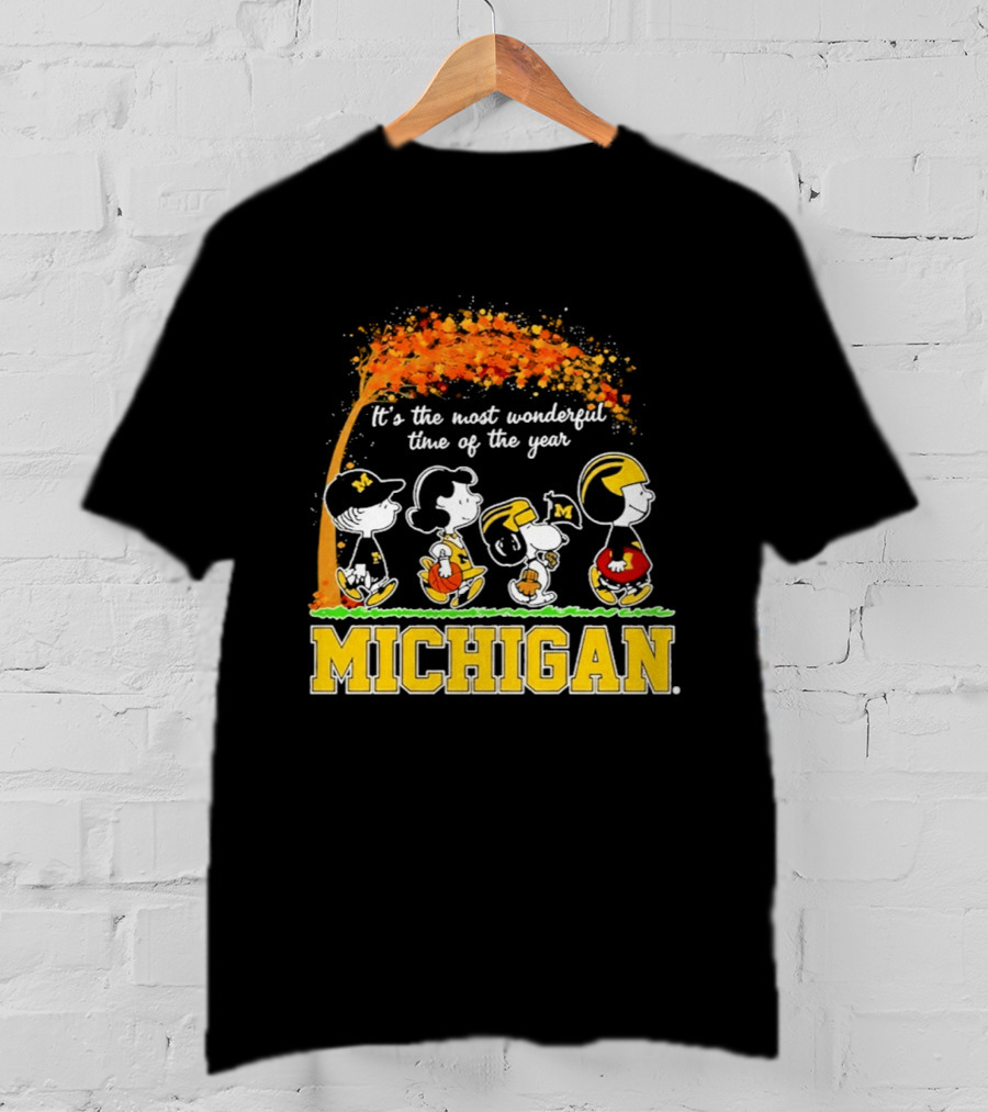 Michigan Wolverines Peanuts Halloween It's The Most Wonderful Time 2026 T-Shirt
