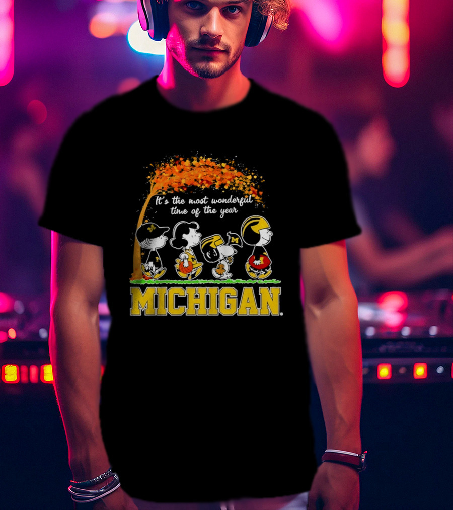 Michigan Wolverines Peanuts Halloween It's The Most Wonderful Time 2026 T-Shirt