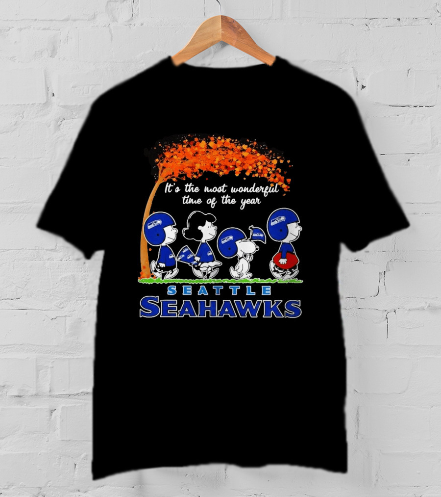 Seattle Seahawks Peanuts It's The Most Wonderful Time Of The Year 2026 T-Shirt