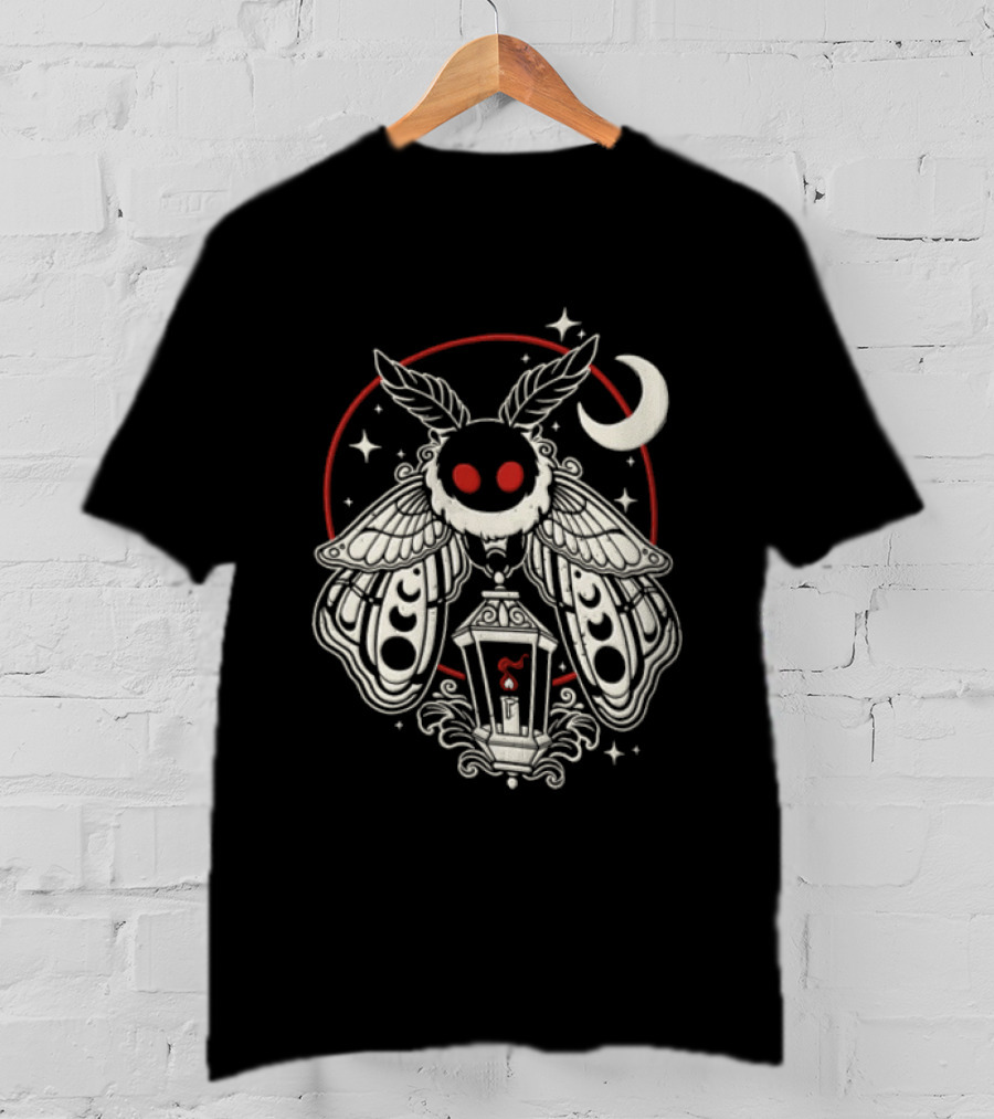 Mothman Lantern Moon Stars T-Shirt