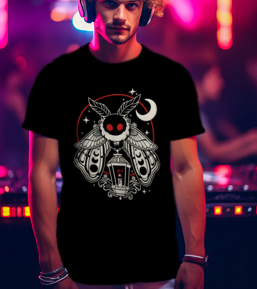 Mothman Lantern Moon Stars T-Shirt