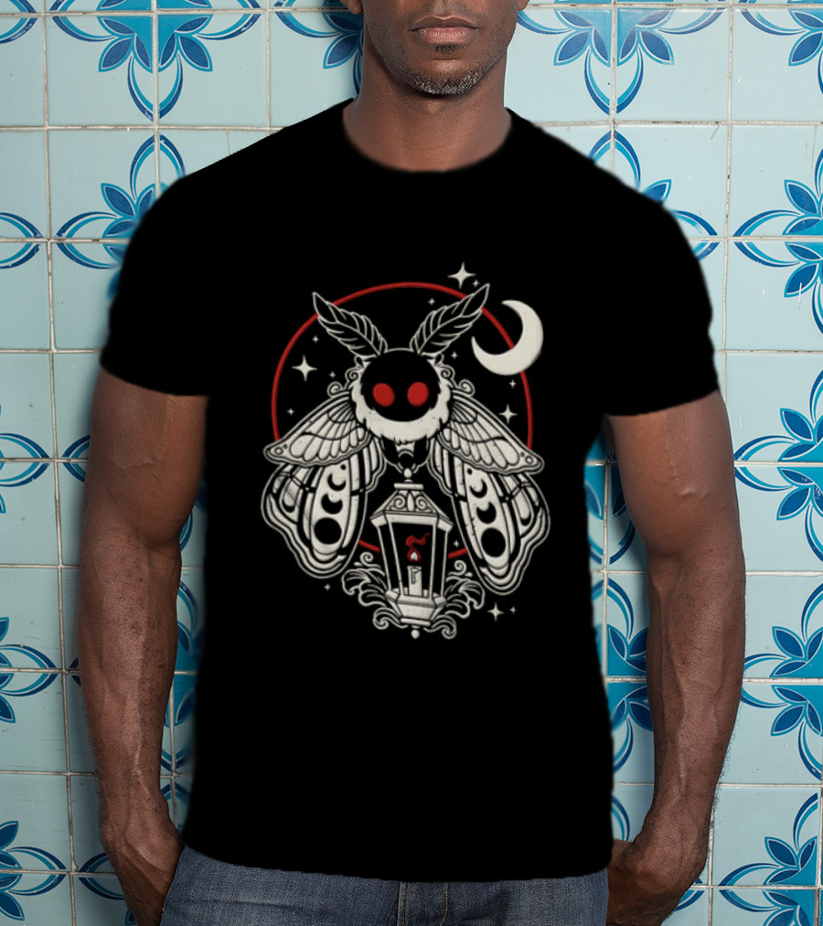 Mothman Lantern Moon Stars T-Shirt