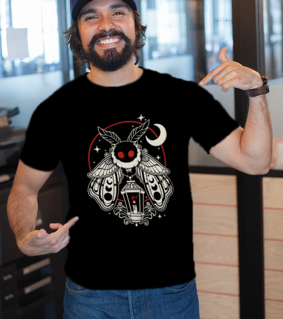 Mothman Lantern Moon Stars T-Shirt