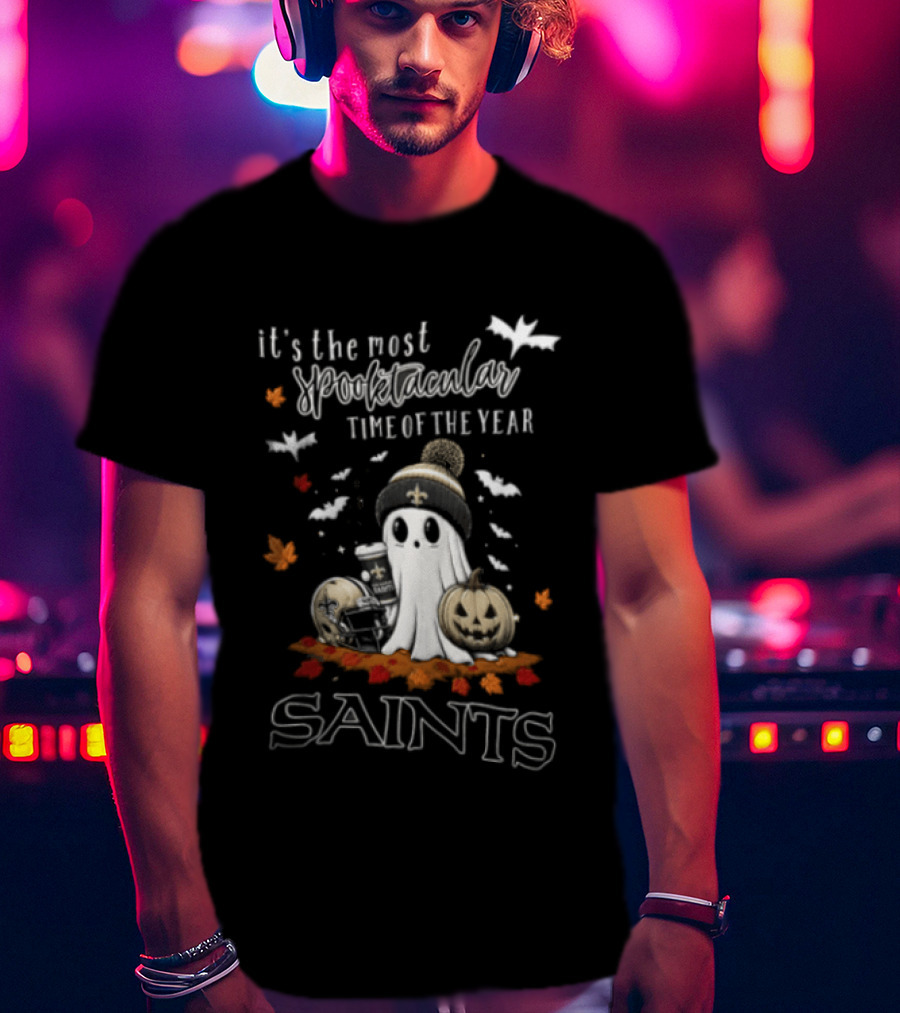 New Orleans Saints Halloween Spooktacular Ghost Helmet Pumpkin T-Shirt