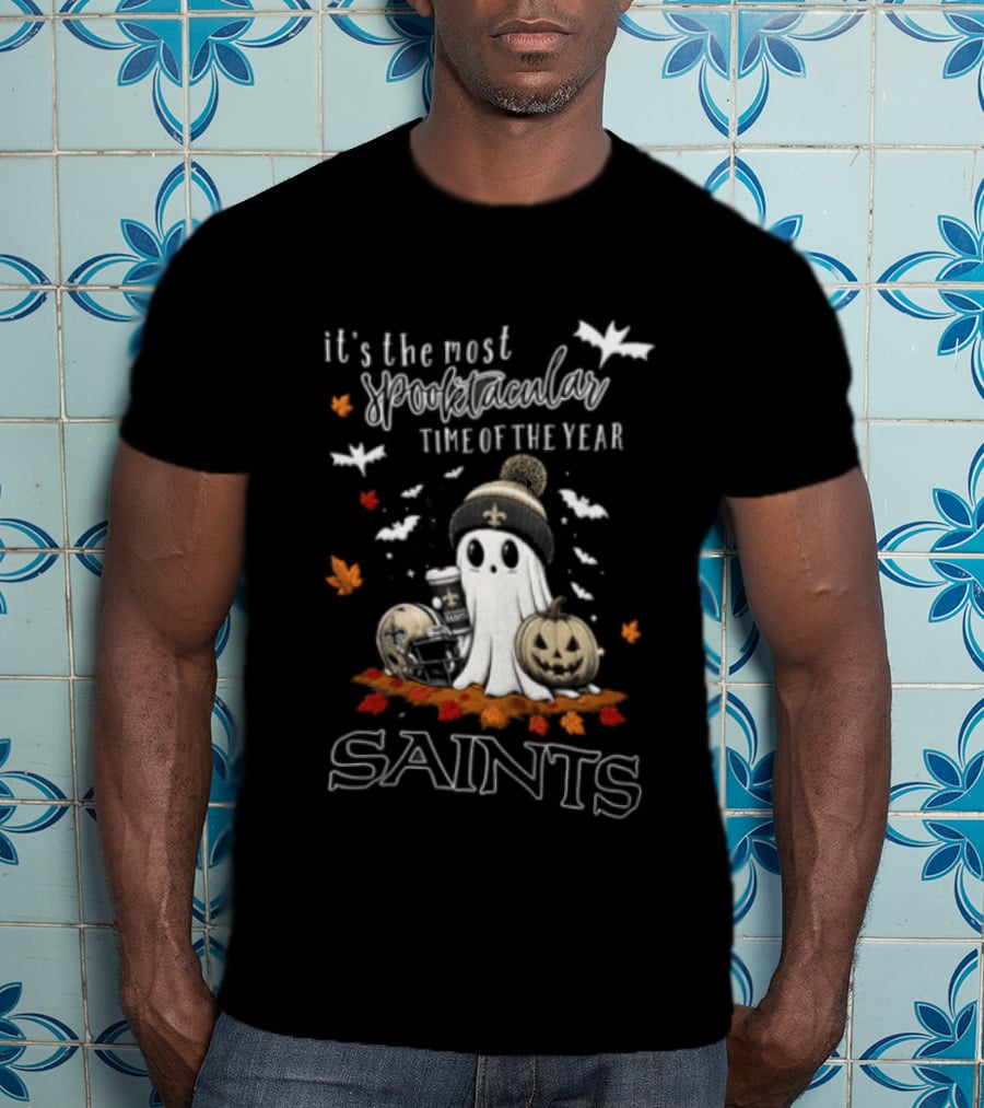 New Orleans Saints Halloween Spooktacular Ghost Helmet Pumpkin T-Shirt