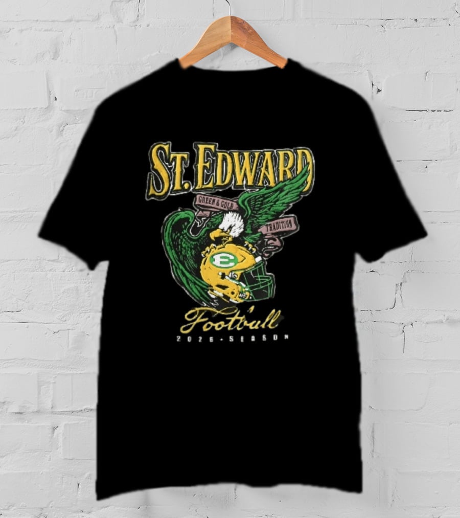 St Edward Green And Gold Tradition Football 2026 Season Eagle Helmet T-Shirt