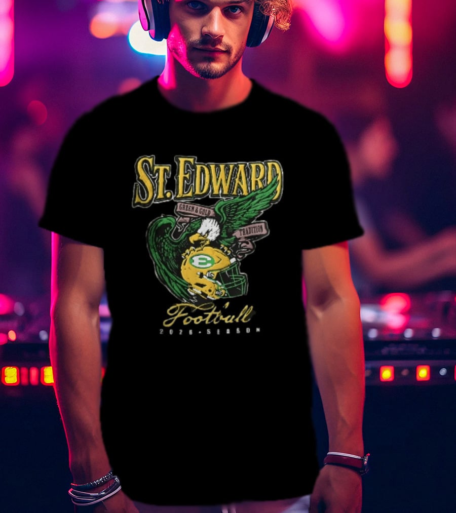 St Edward Green And Gold Tradition Football 2026 Season Eagle Helmet T-Shirt