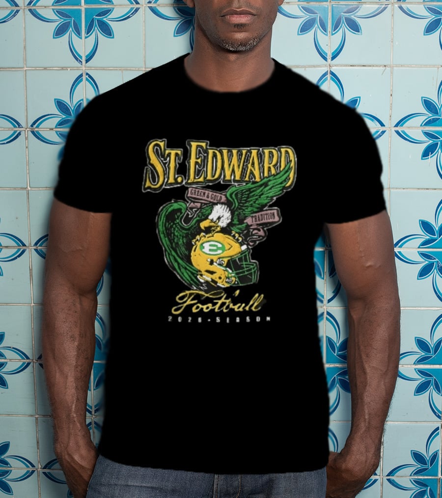 St Edward Green And Gold Tradition Football 2026 Season Eagle Helmet T-Shirt