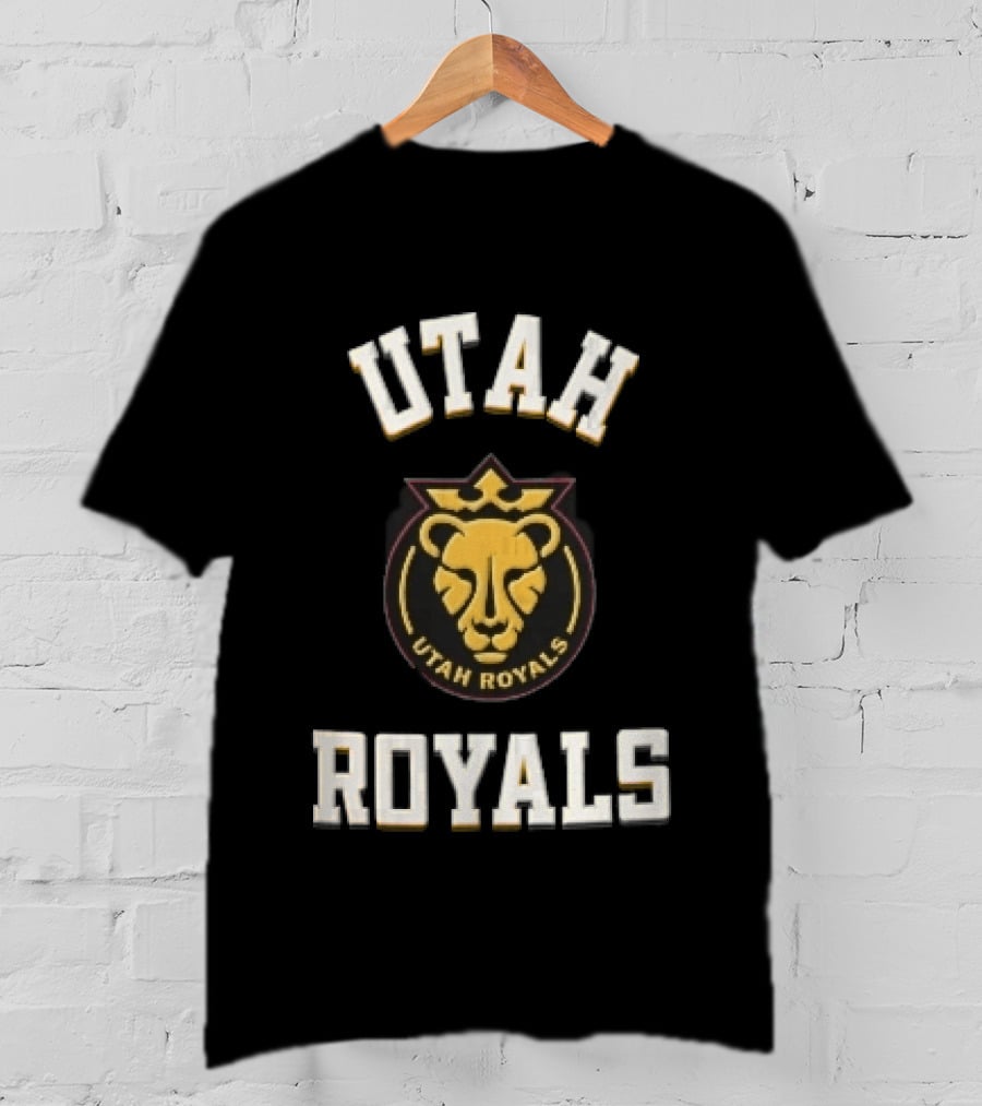 Utah Royals Varsity Lettering Lioness Crown Crest NWSL T-Shirt