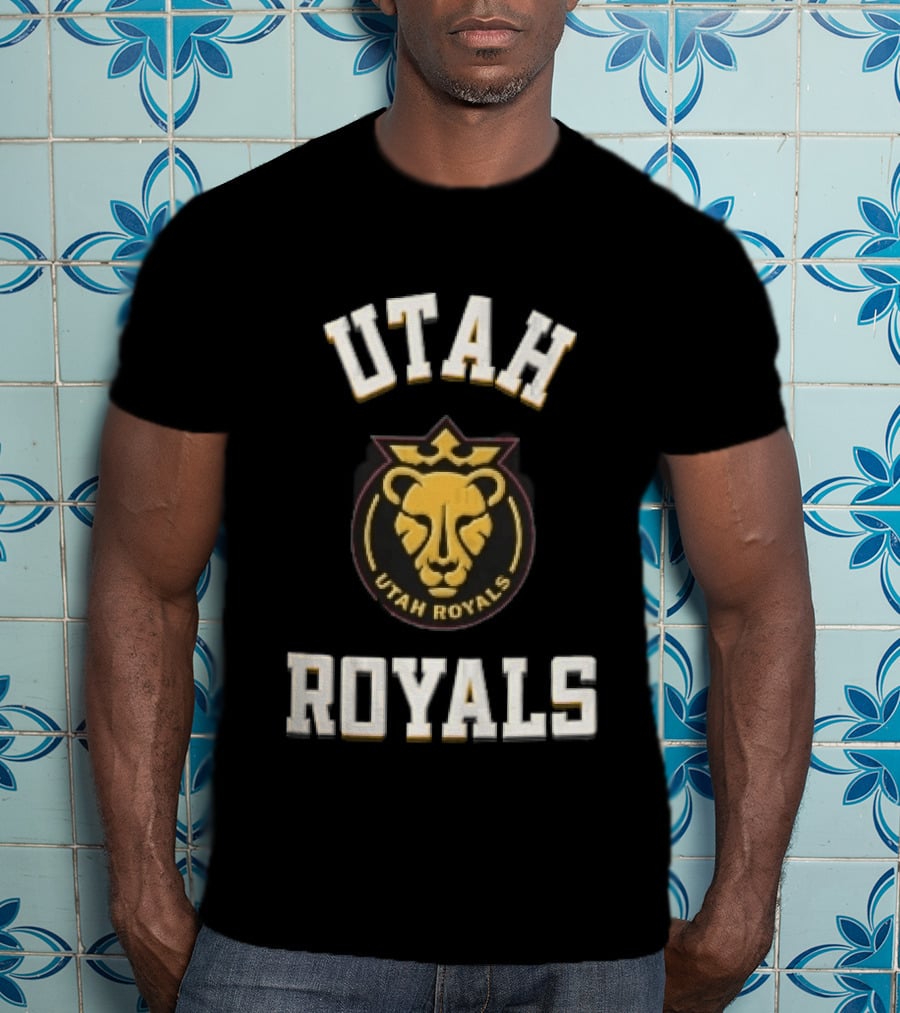 Utah Royals Varsity Lettering Lioness Crown Crest NWSL T-Shirt