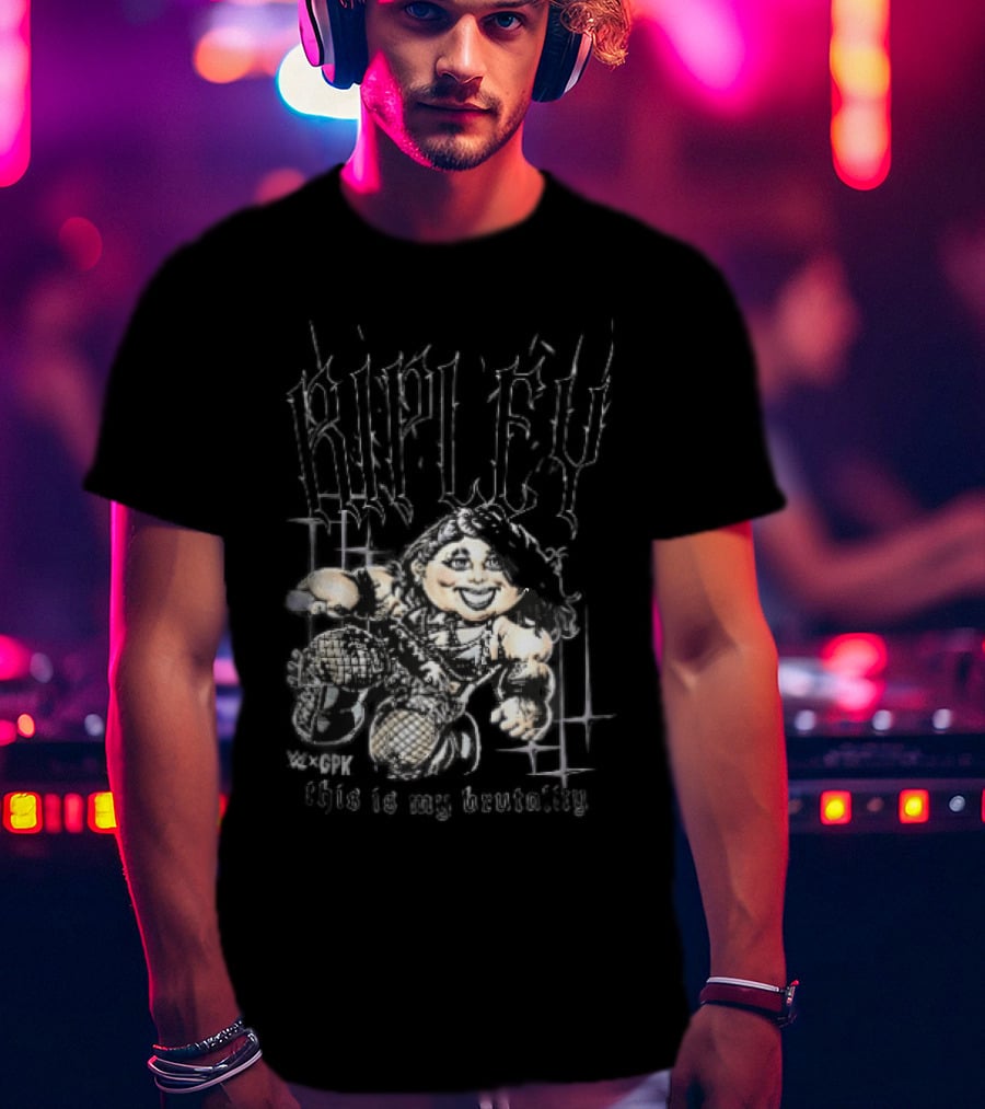 WWE GPK Ripley This Is My Brutality Female Wrestler Cartoon Caricature T-Shirt