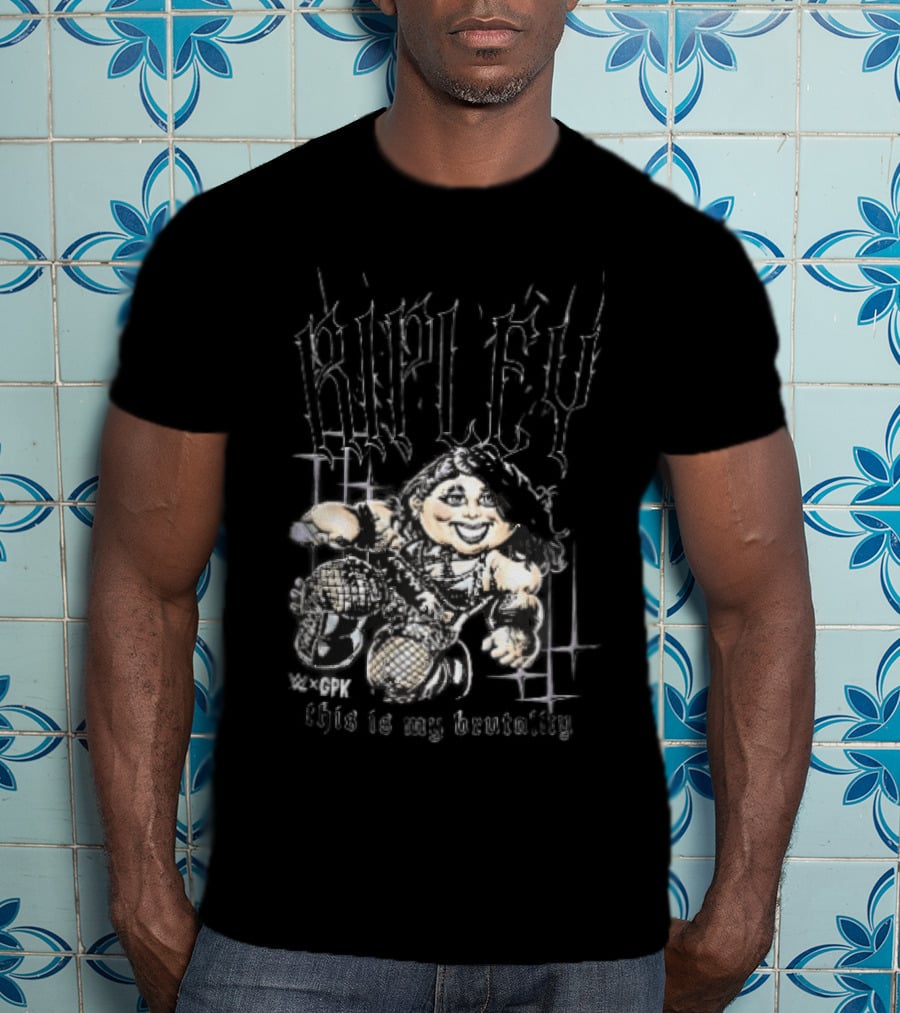 WWE GPK Ripley This Is My Brutality Female Wrestler Cartoon Caricature T-Shirt