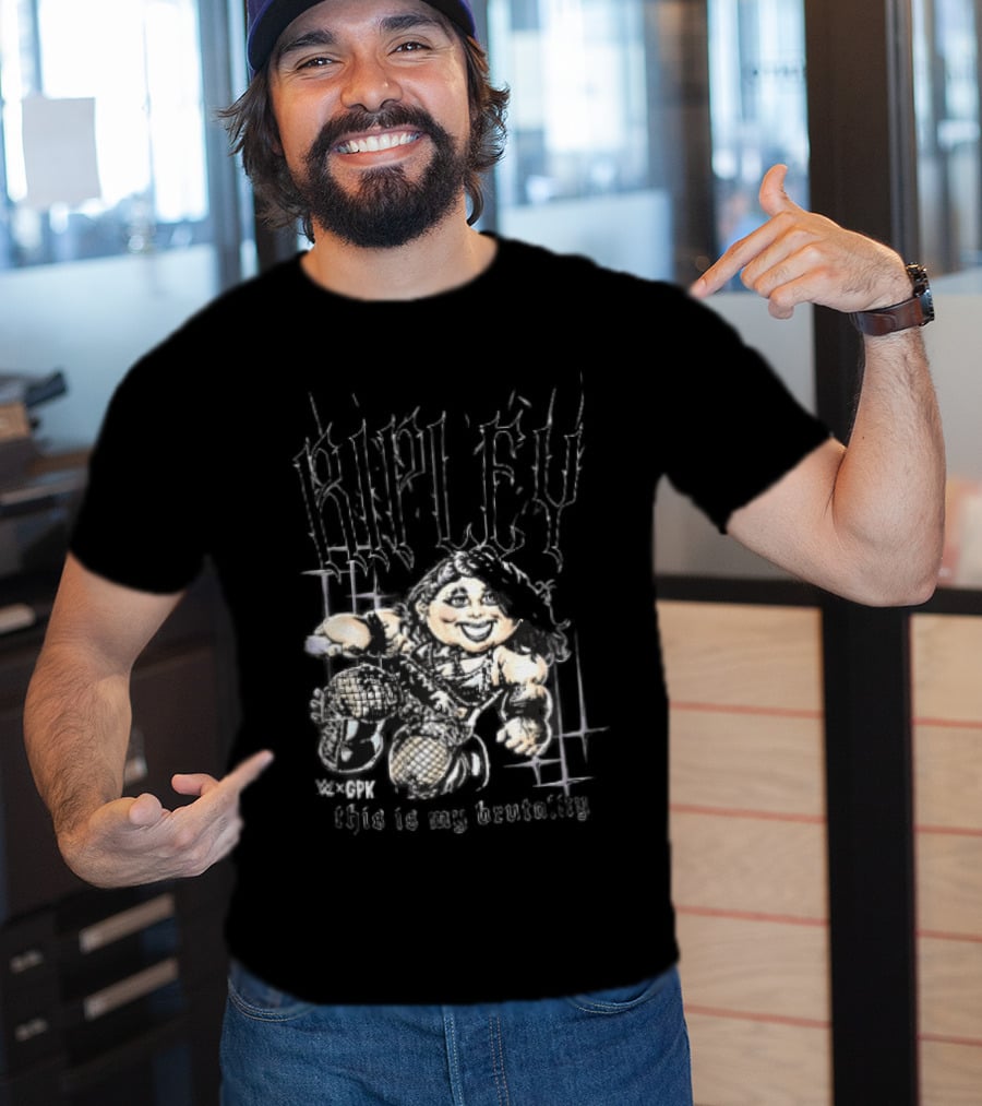 WWE GPK Ripley This Is My Brutality Female Wrestler Cartoon Caricature T-Shirt