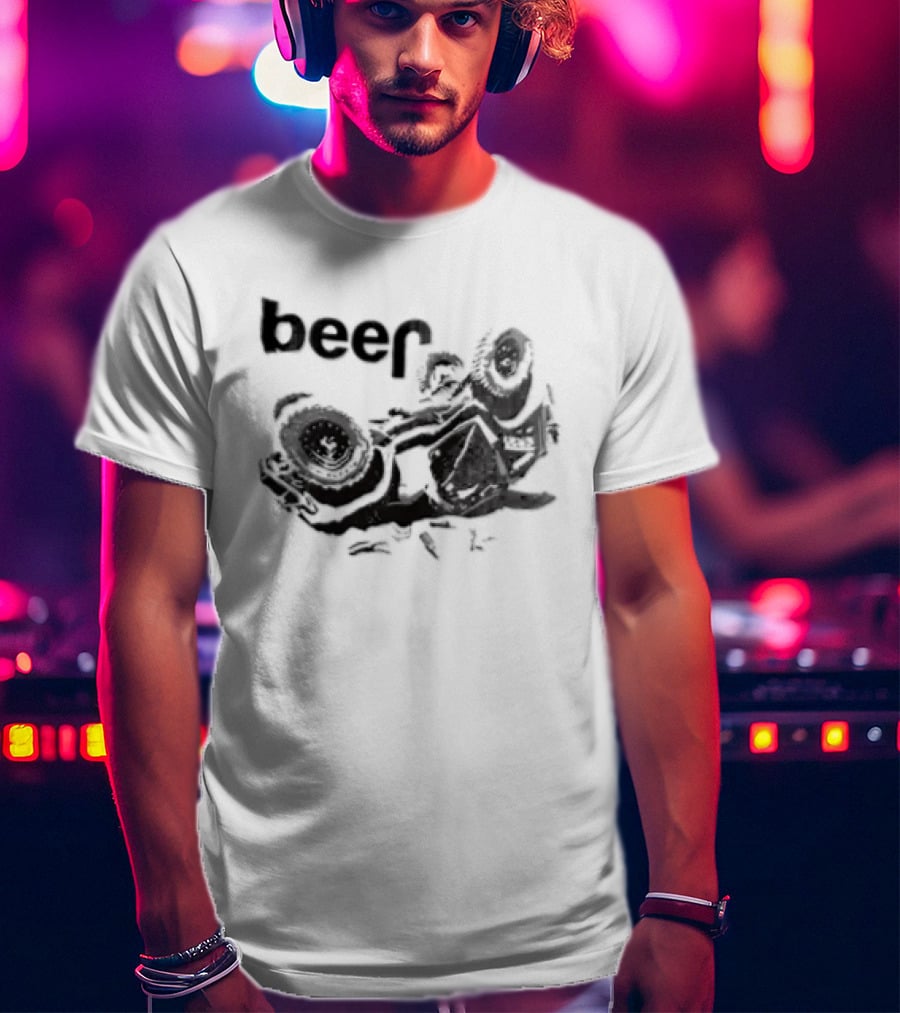 Beer Overturned Off Road Vehicle Offbeat Humor T-Shirt