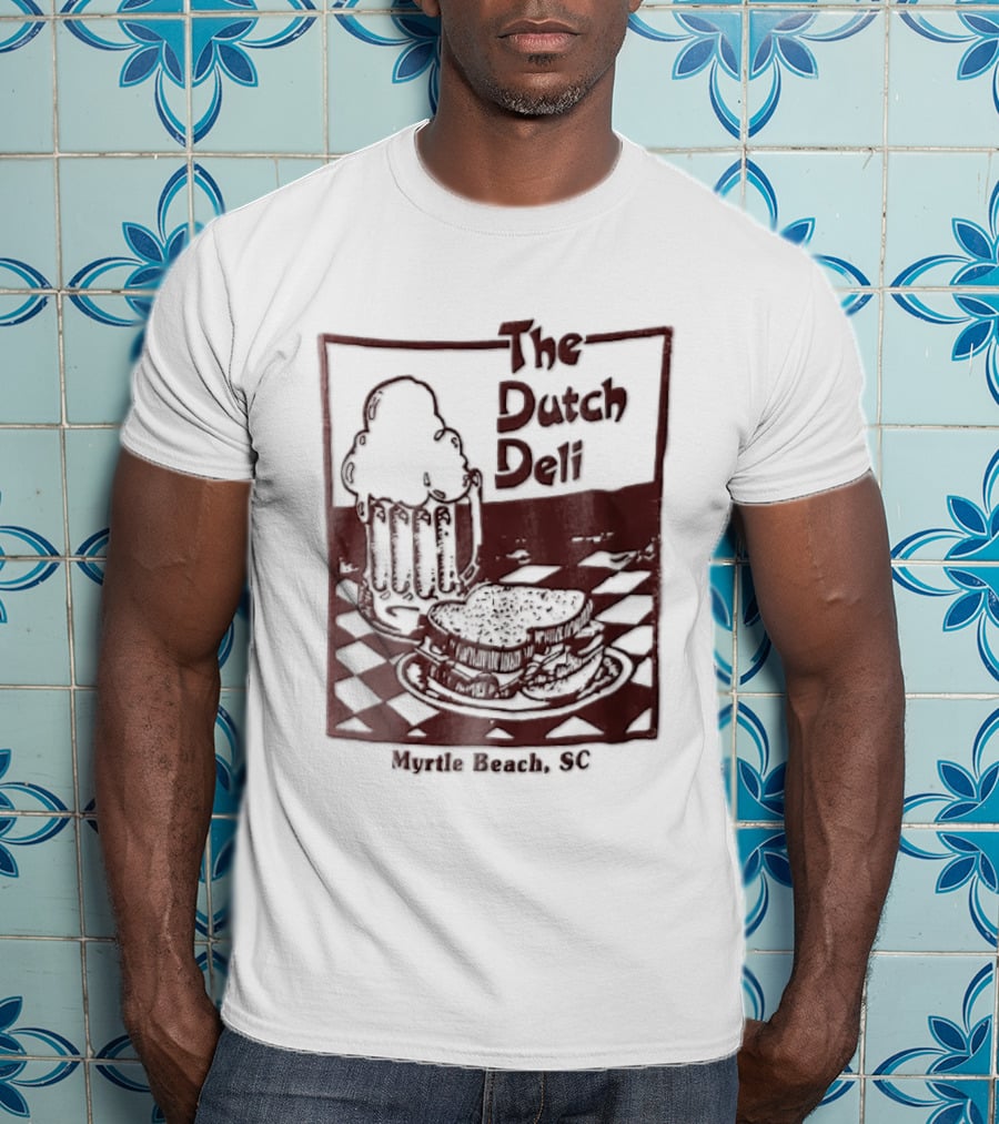 The Dutch Deli Myrtle Beach SC Beer Sandwich Checkered T-Shirt