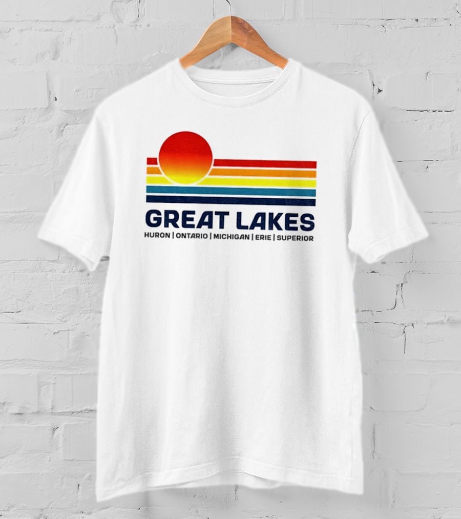 Great Lakes Huron Ontario Michigan Erie Superior Sunset T-Shirt