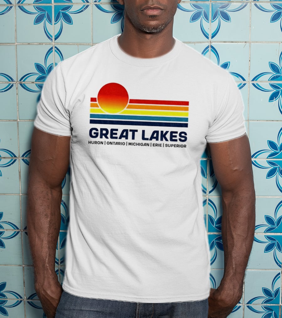 Great Lakes Huron Ontario Michigan Erie Superior Sunset T-Shirt