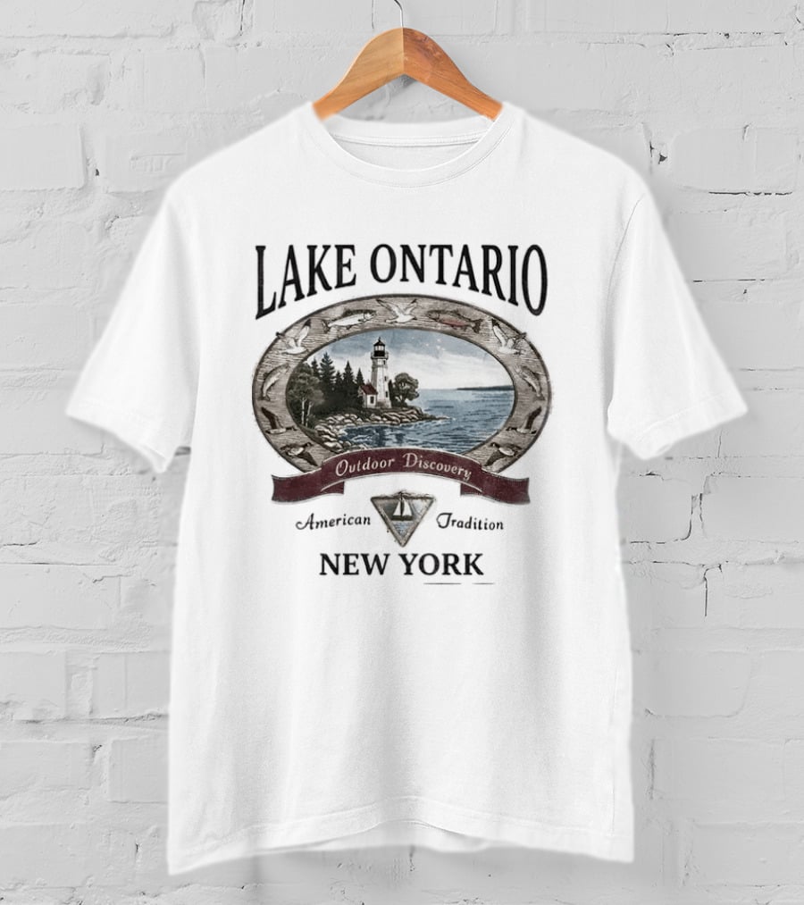 Lake Ontario New York Outdoor Discovery American Tradition 90s Nostalgia Camping Boating Fishing T-Shirt