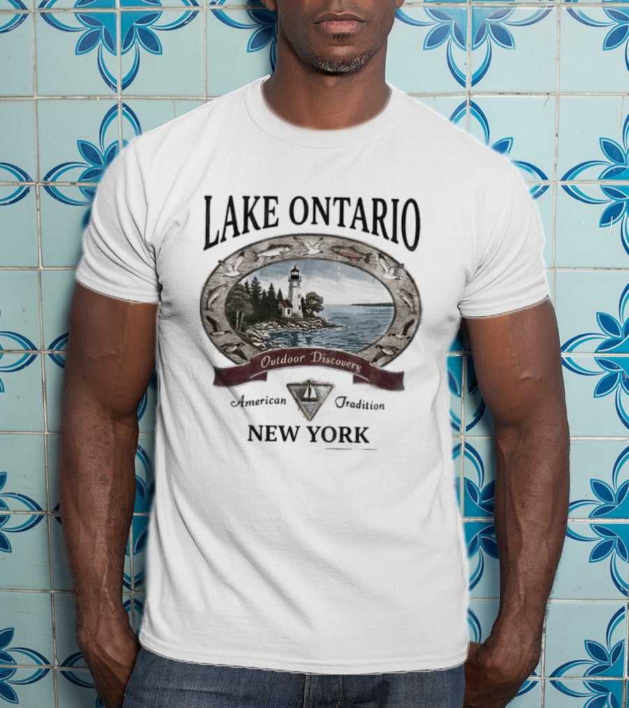 Lake Ontario New York Outdoor Discovery American Tradition 90s Nostalgia Camping Boating Fishing T-Shirt