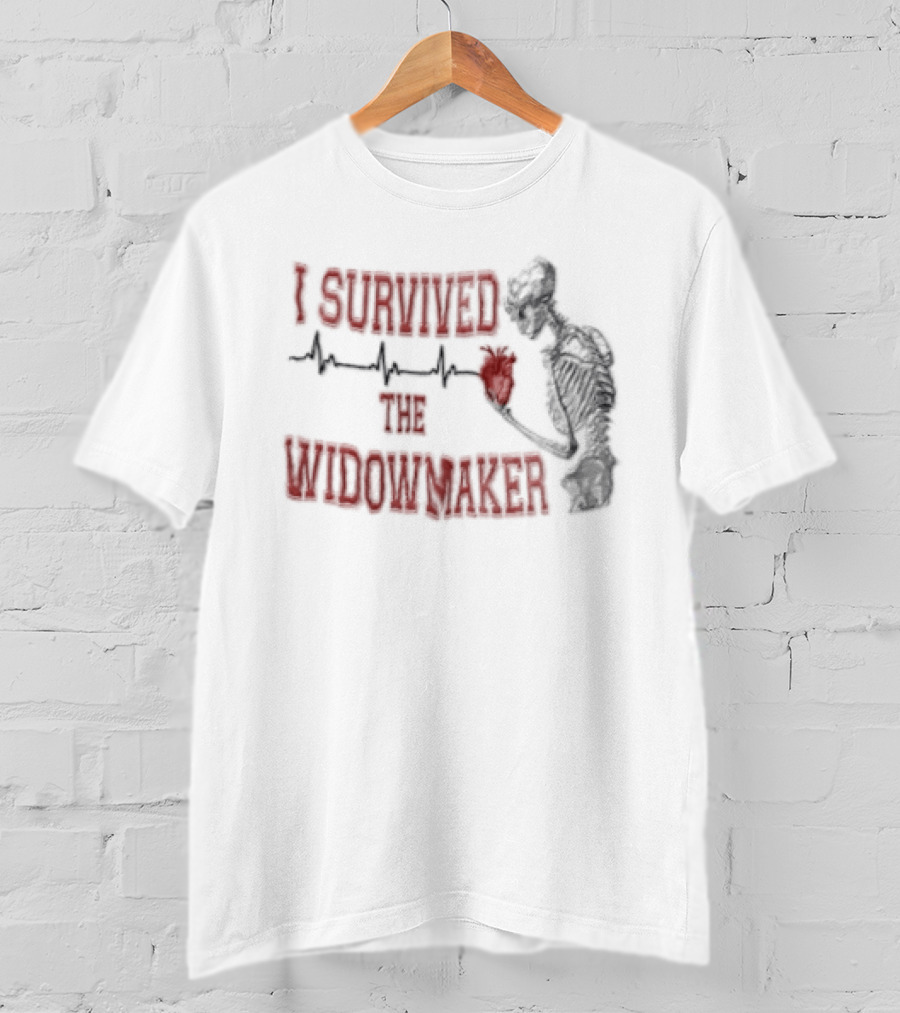 I Survived The Widowmaker Skeleton Holding Heart Rhythm T-Shirt