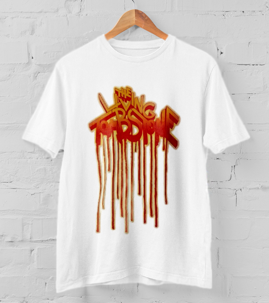 The Living Tombstone Red Orange Dripping Graffiti Font T-Shirt