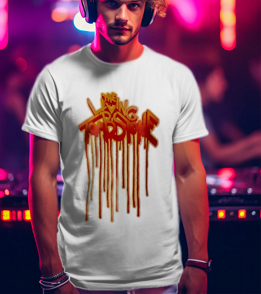 The Living Tombstone Red Orange Dripping Graffiti Font T-Shirt