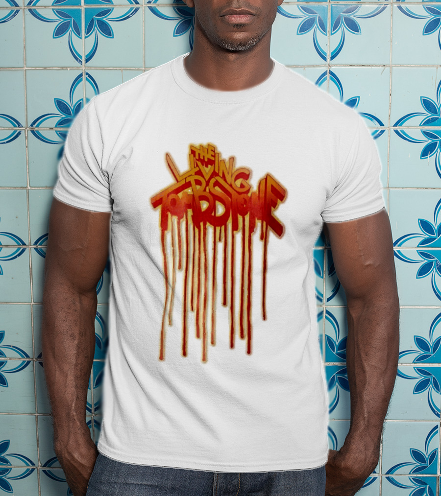 The Living Tombstone Red Orange Dripping Graffiti Font T-Shirt