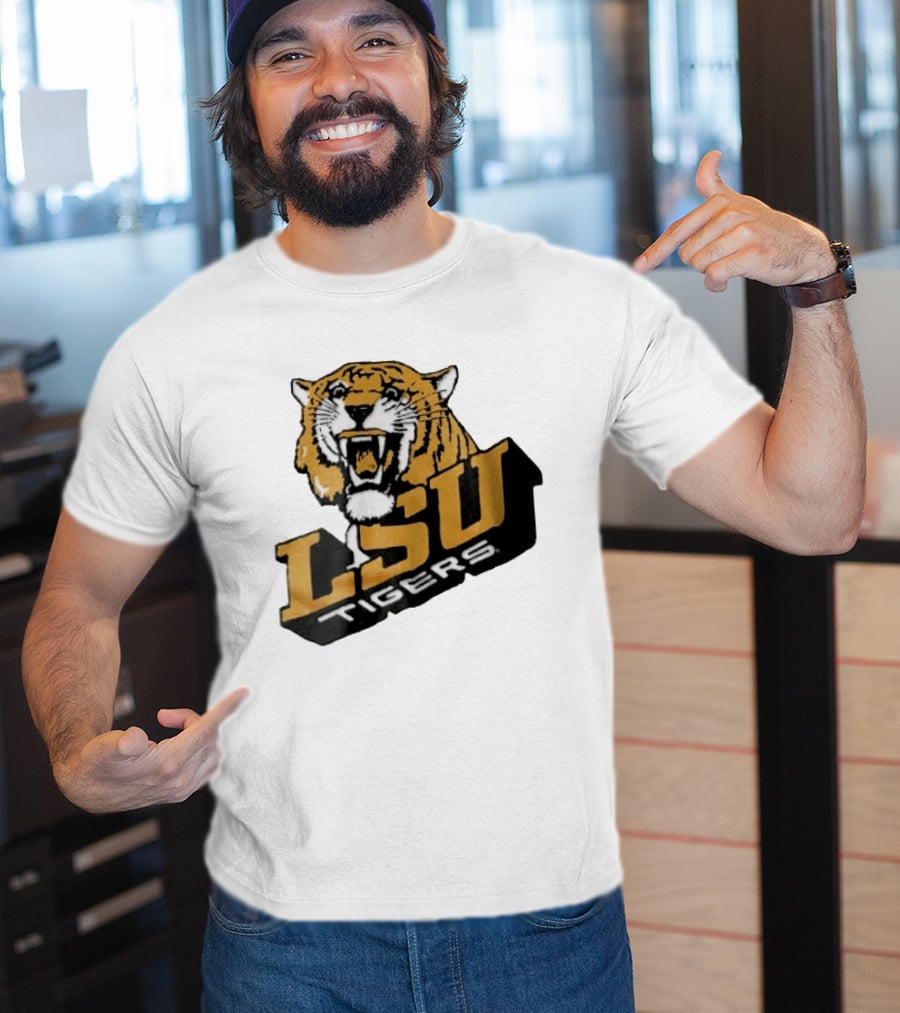 Louisiana State LSU Tigers Roaring 3D Block NCAA T-Shirt