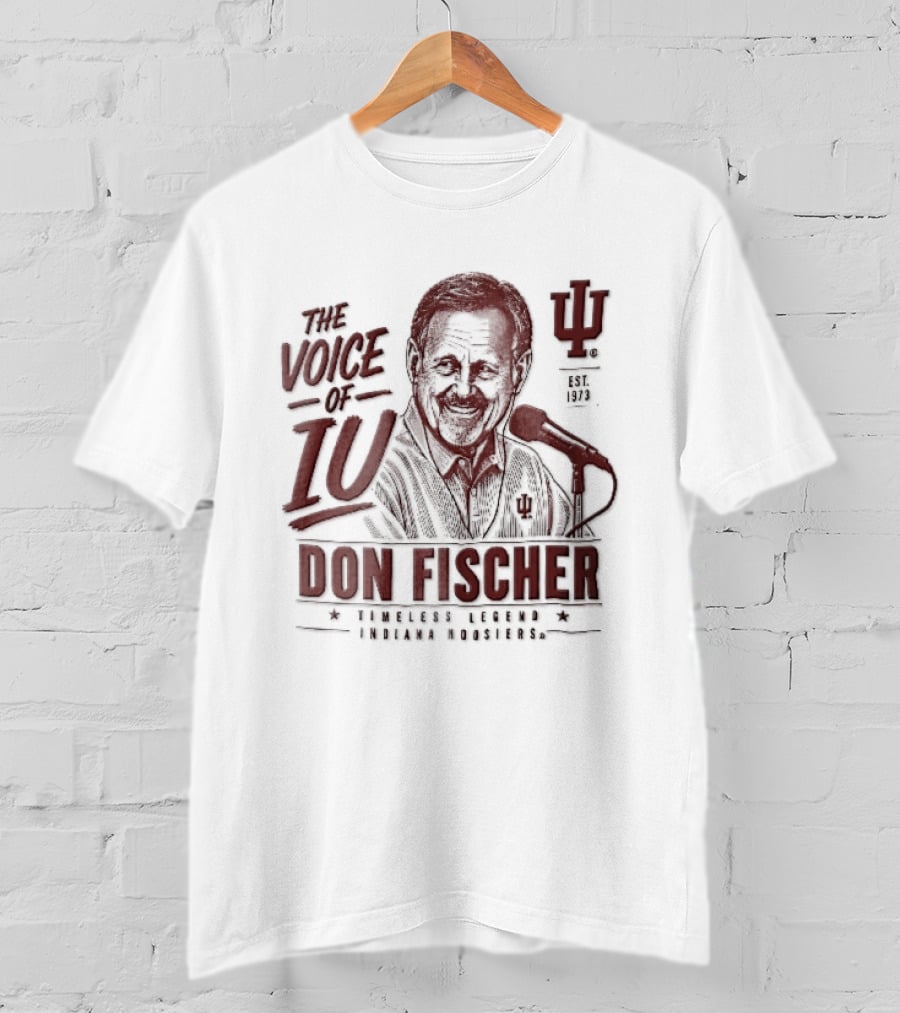 Indiana Hoosiers NCAA The Voice Of IU Don Fischer Timeless Legend Est 1973 Radio Announcer Microphone Line T-Shirt