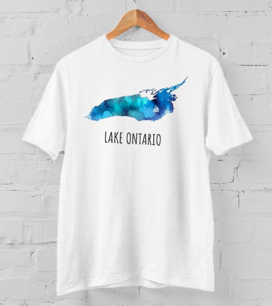 Lake Ontario Canada Map Watercolor T-Shirt