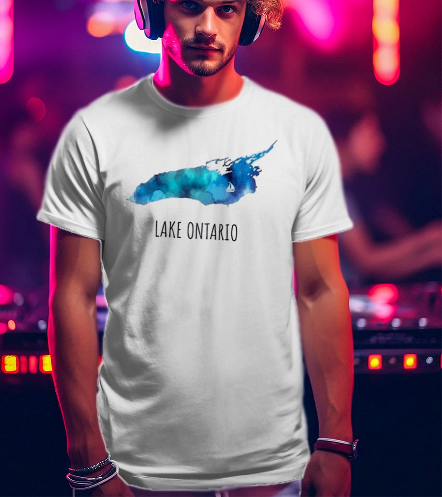 Lake Ontario Canada Map Watercolor T-Shirt