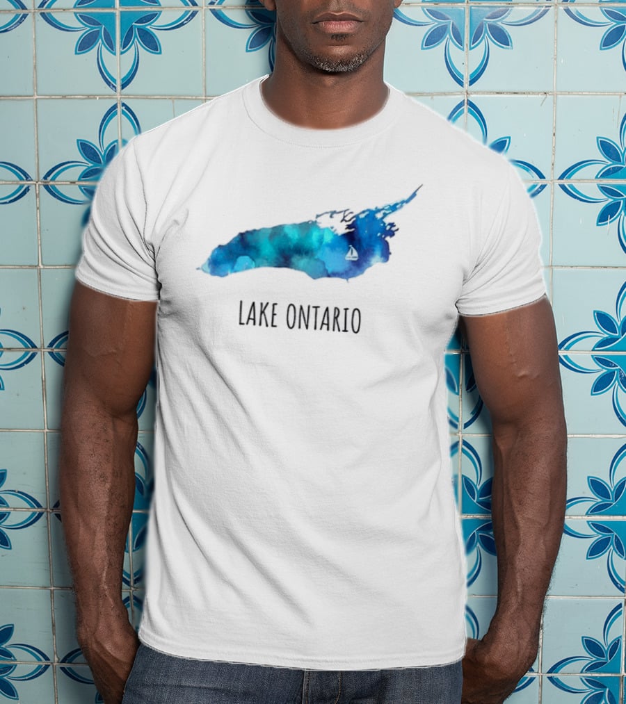 Lake Ontario Canada Map Watercolor T-Shirt